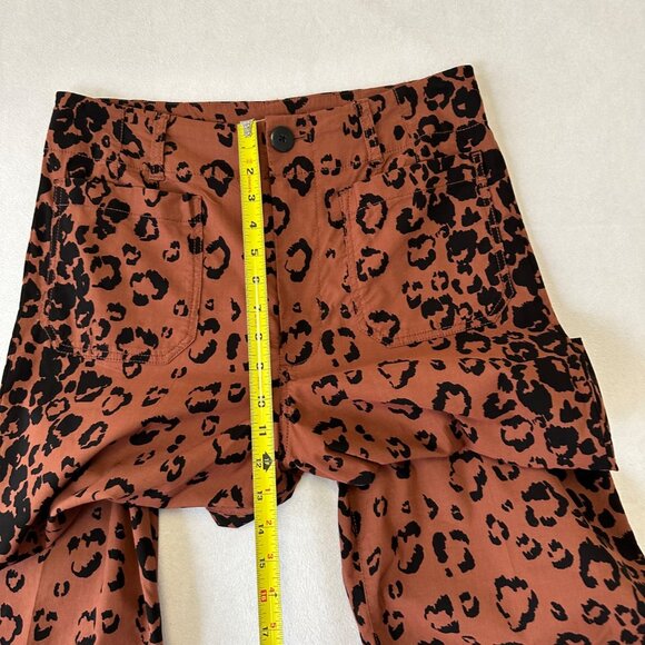 Maeve Anthropologie The Colette Wide Leg Crop Pants Size 30 Cheetah Print - Picture 8 of 11